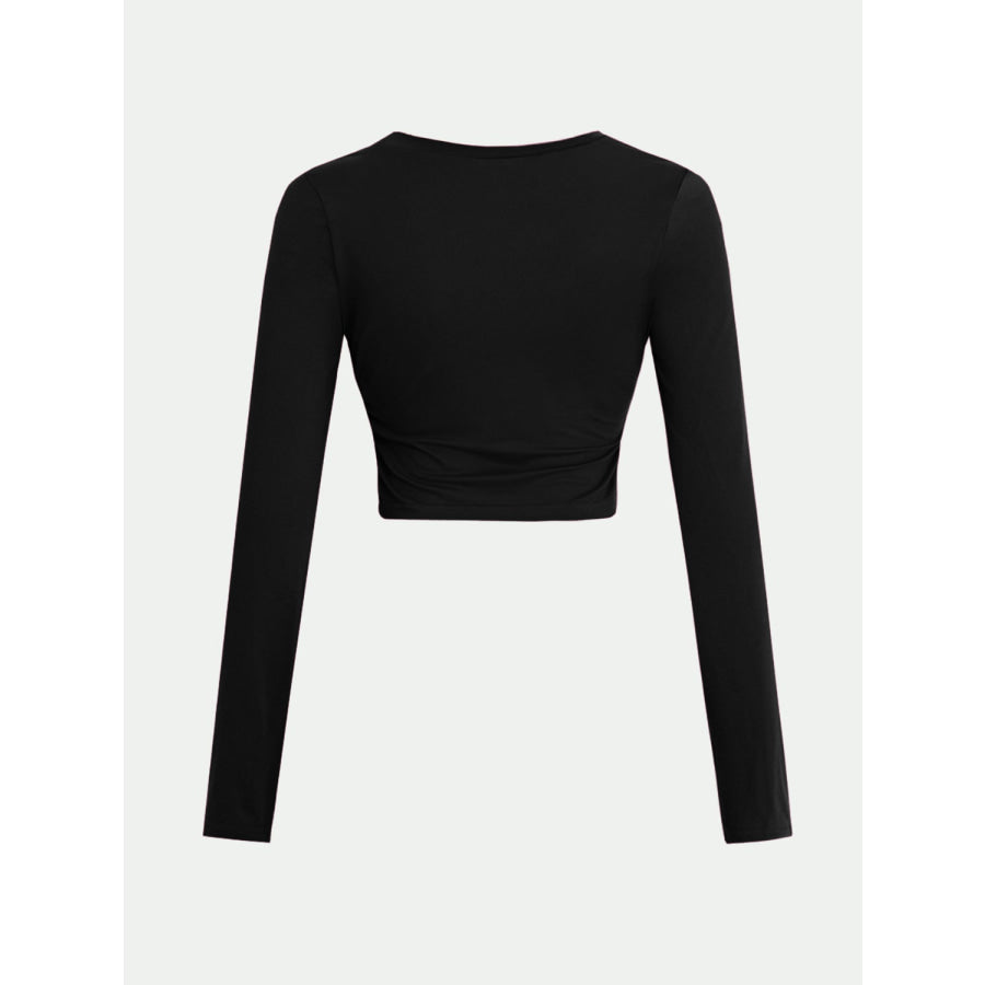 Round Neck Long Sleeve Cropped T-Shirt Apparel and Accessories