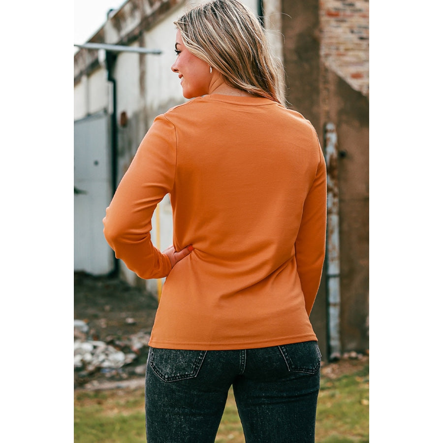 Round Neck Long Sleeve FALL IS IN THE AIR Graphic Sweatshirt Pumpkin / S