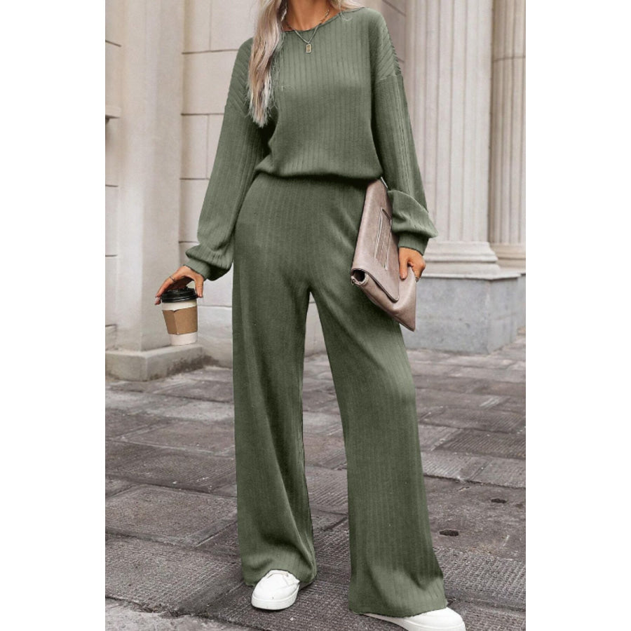 Round Neck Long Sleeve Jumpsuit Apparel and Accessories