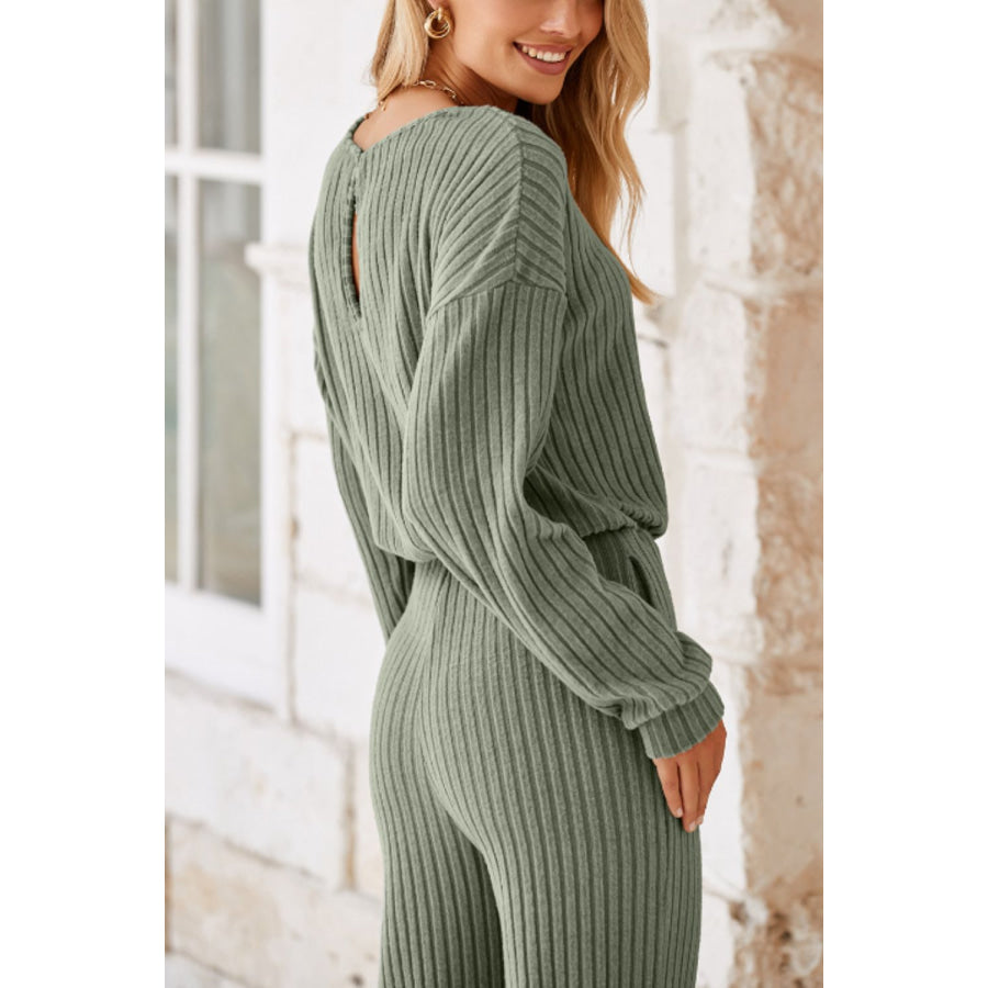 Round Neck Long Sleeve Jumpsuit Apparel and Accessories