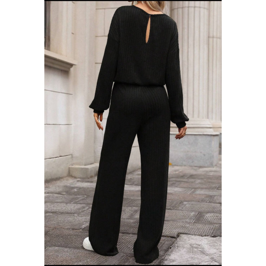 Round Neck Long Sleeve Jumpsuit Apparel and Accessories