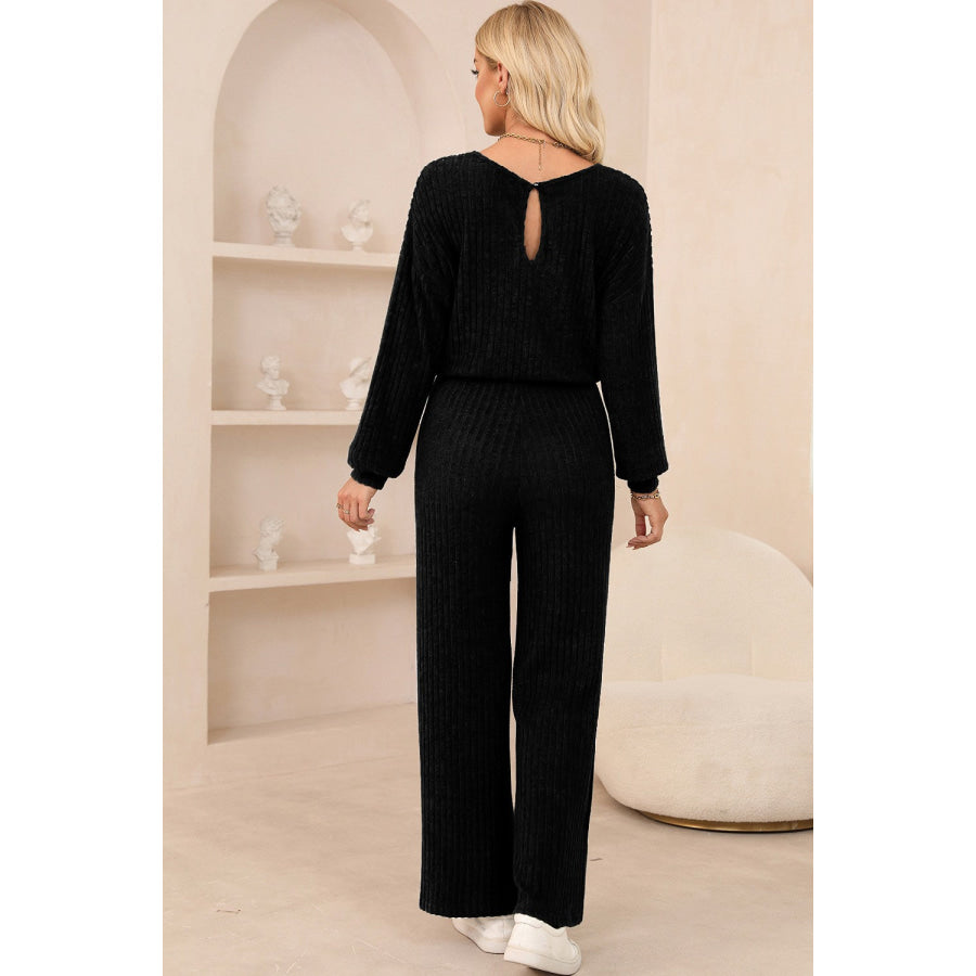 Round Neck Long Sleeve Jumpsuit Apparel and Accessories