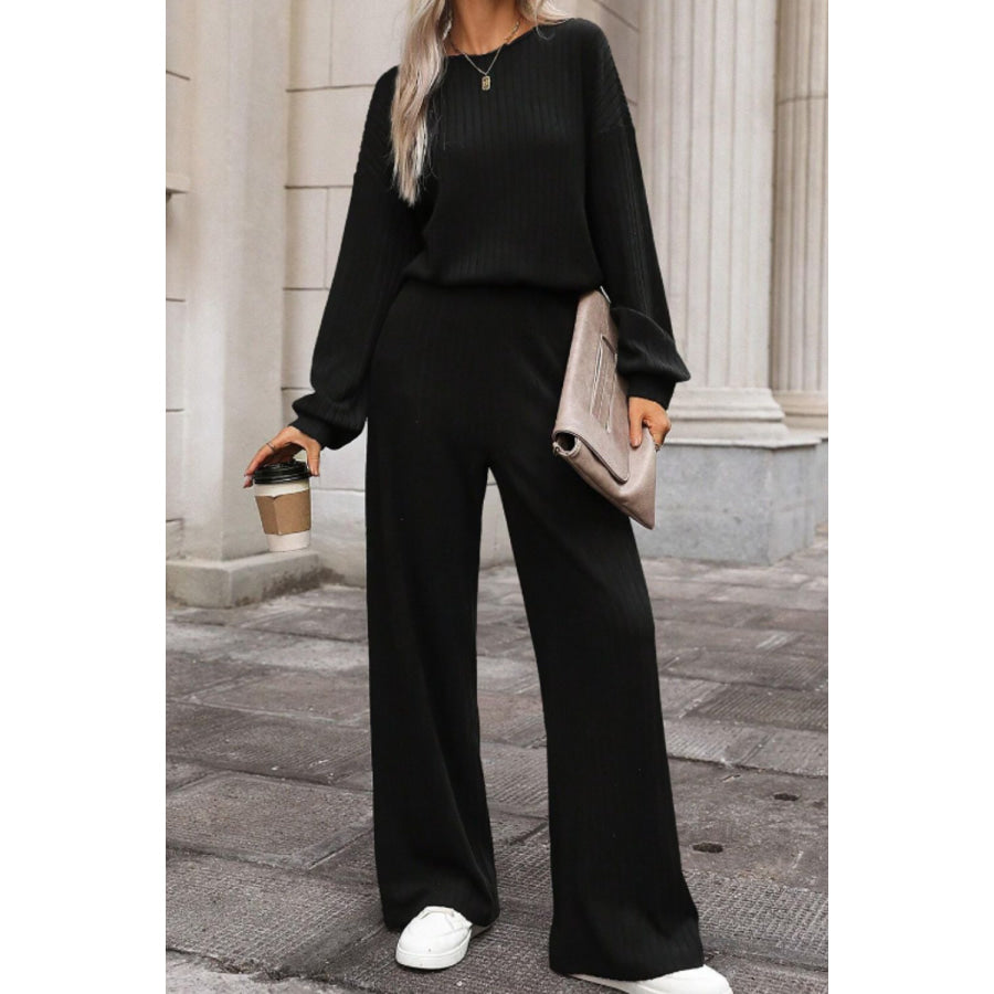 Round Neck Long Sleeve Jumpsuit Apparel and Accessories