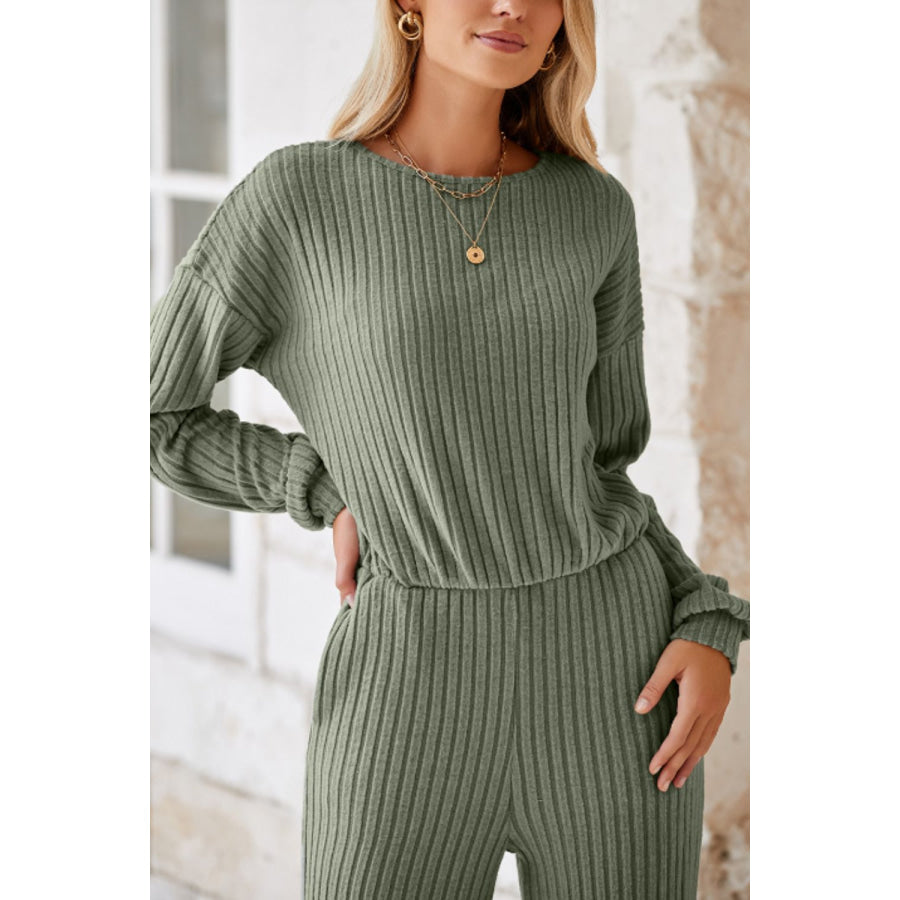 Round Neck Long Sleeve Jumpsuit Apparel and Accessories