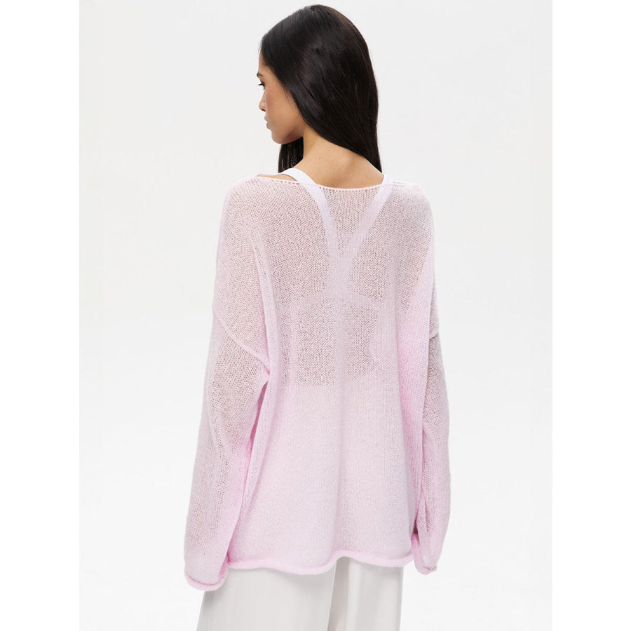 Round Neck Long Sleeve Knit Cover Up Apparel and Accessories