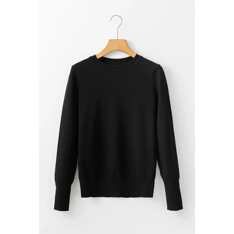 Round Neck Long Sleeve Knit Top Apparel and Accessories