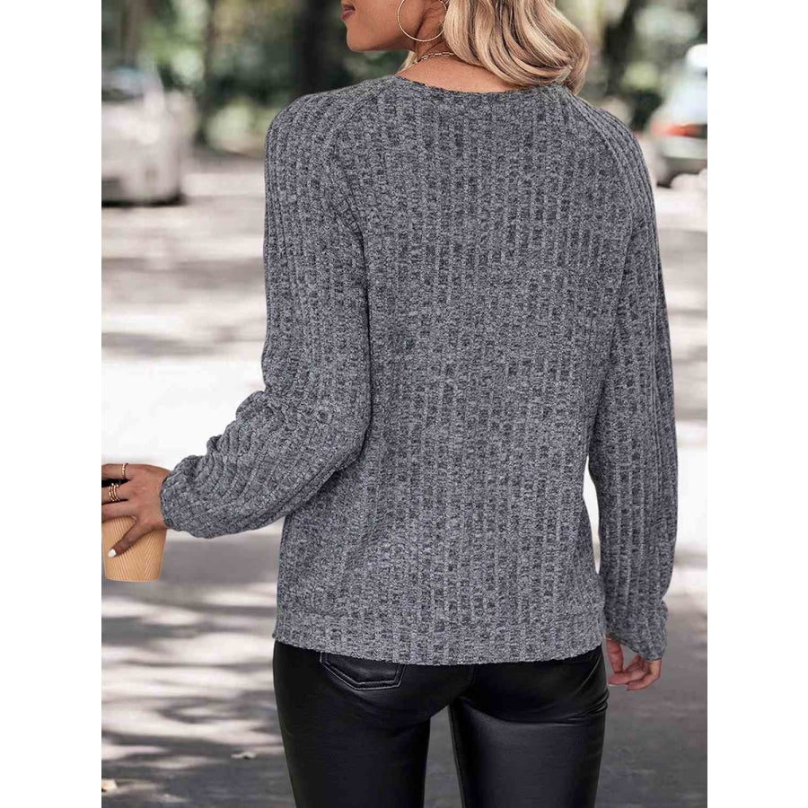 Round Neck Long Sleeve Knit Top