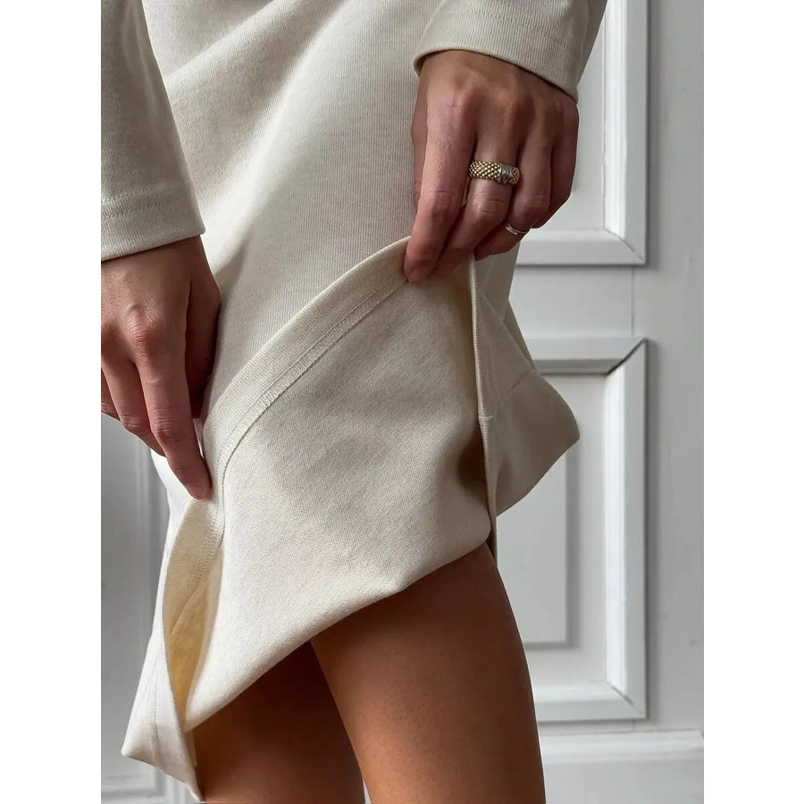 Round Neck Long-Sleeve Midi Dress Apparel and Accessories