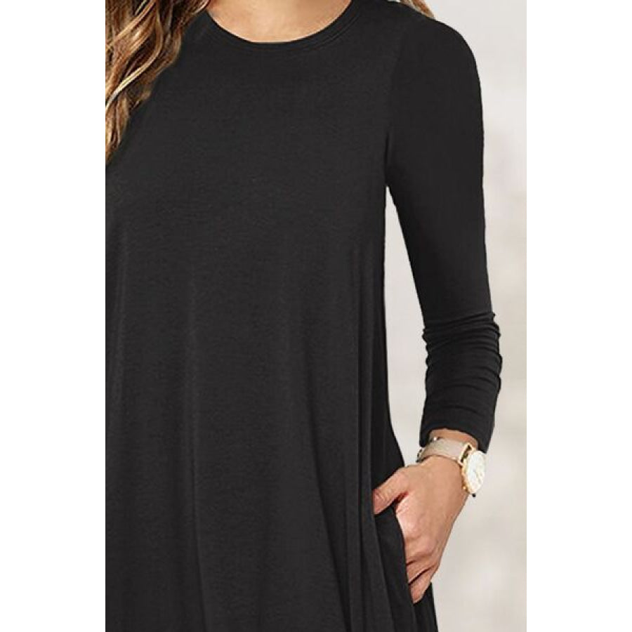 Round Neck Long Sleeve Mini Dress Apparel and Accessories