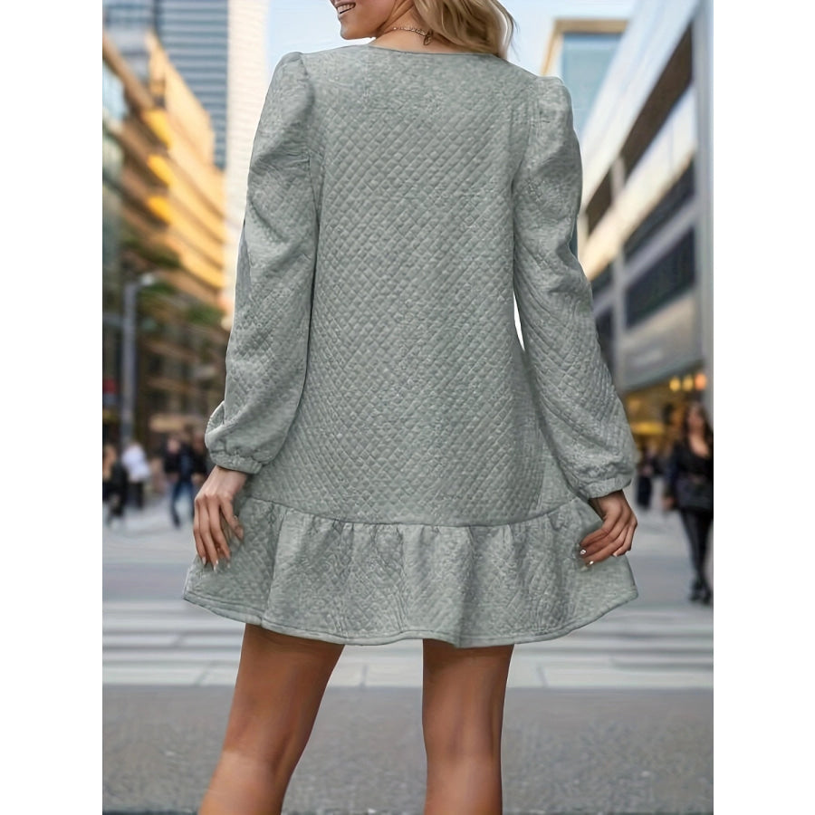 Round Neck Long Sleeve Mini Dress Apparel and Accessories