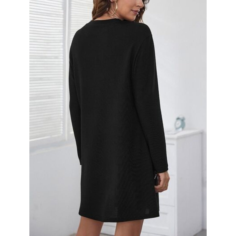 Round Neck Long Sleeve Mini Dress Apparel and Accessories