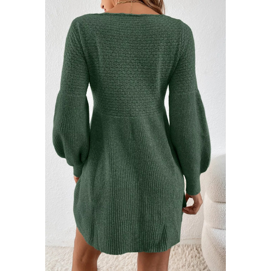 Round Neck Long Sleeve Mini Dress Apparel and Accessories