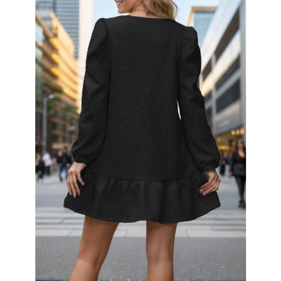 Round Neck Long Sleeve Mini Dress Apparel and Accessories