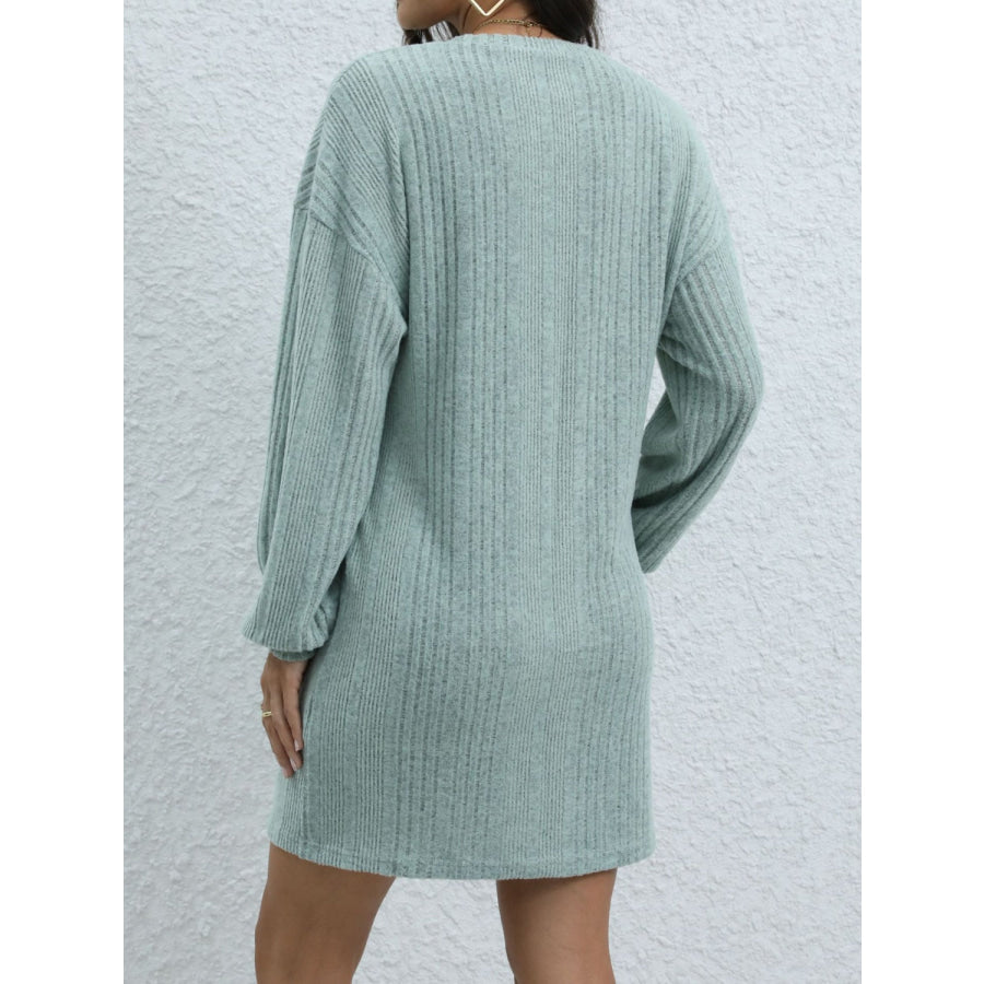 Round Neck Long Sleeve Mini Dress Apparel and Accessories