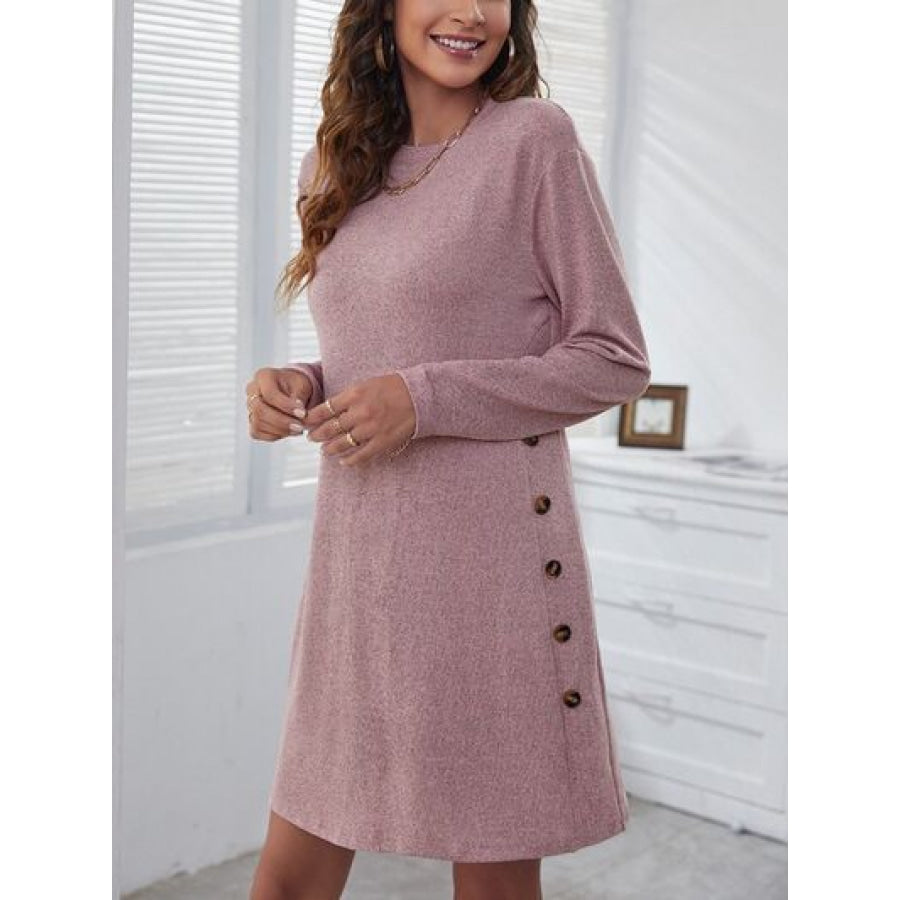 Round Neck Long Sleeve Mini Dress Apparel and Accessories