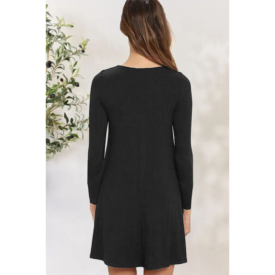 Round Neck Long Sleeve Mini Dress Apparel and Accessories