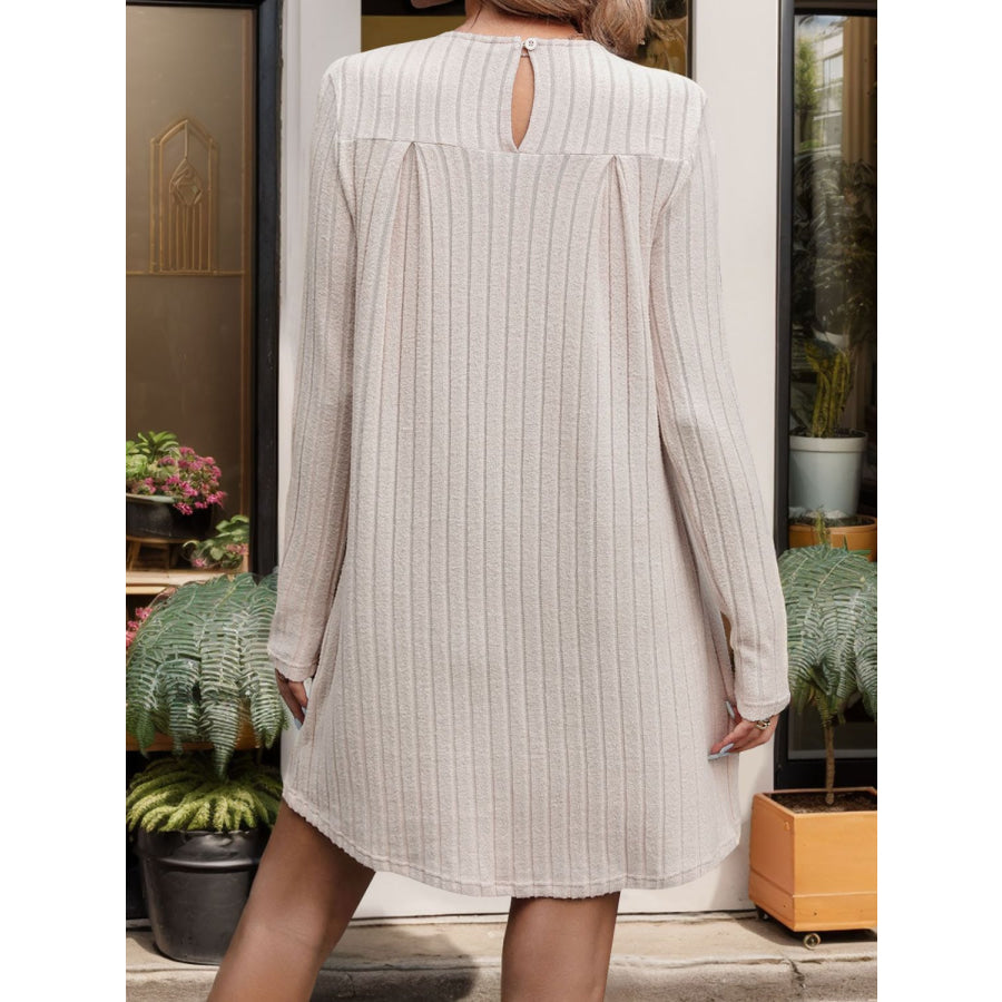 Round Neck Long Sleeve Mini Dress Apparel and Accessories