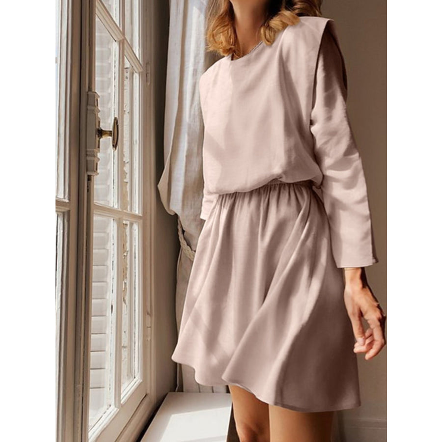 Round Neck Long Sleeve Mini Dress Apparel and Accessories