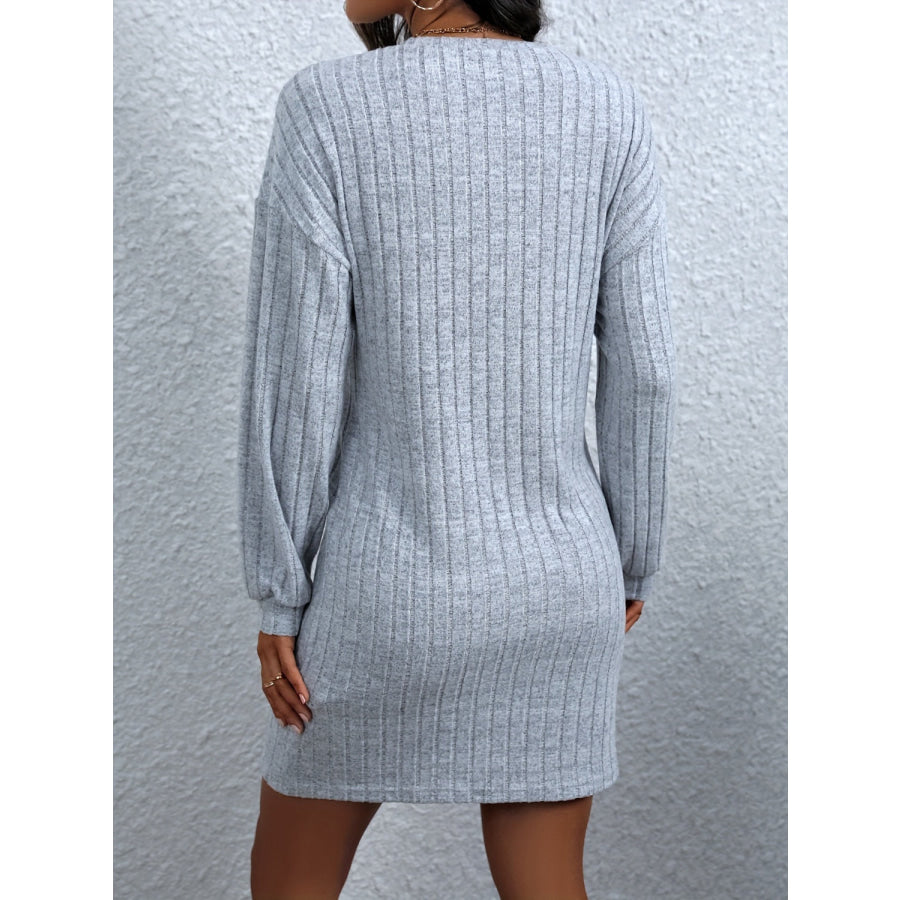 Round Neck Long Sleeve Mini Dress Apparel and Accessories