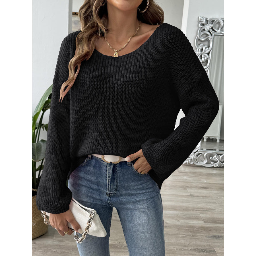 Round Neck Long Sleeve Sweater Apparel and Accessories