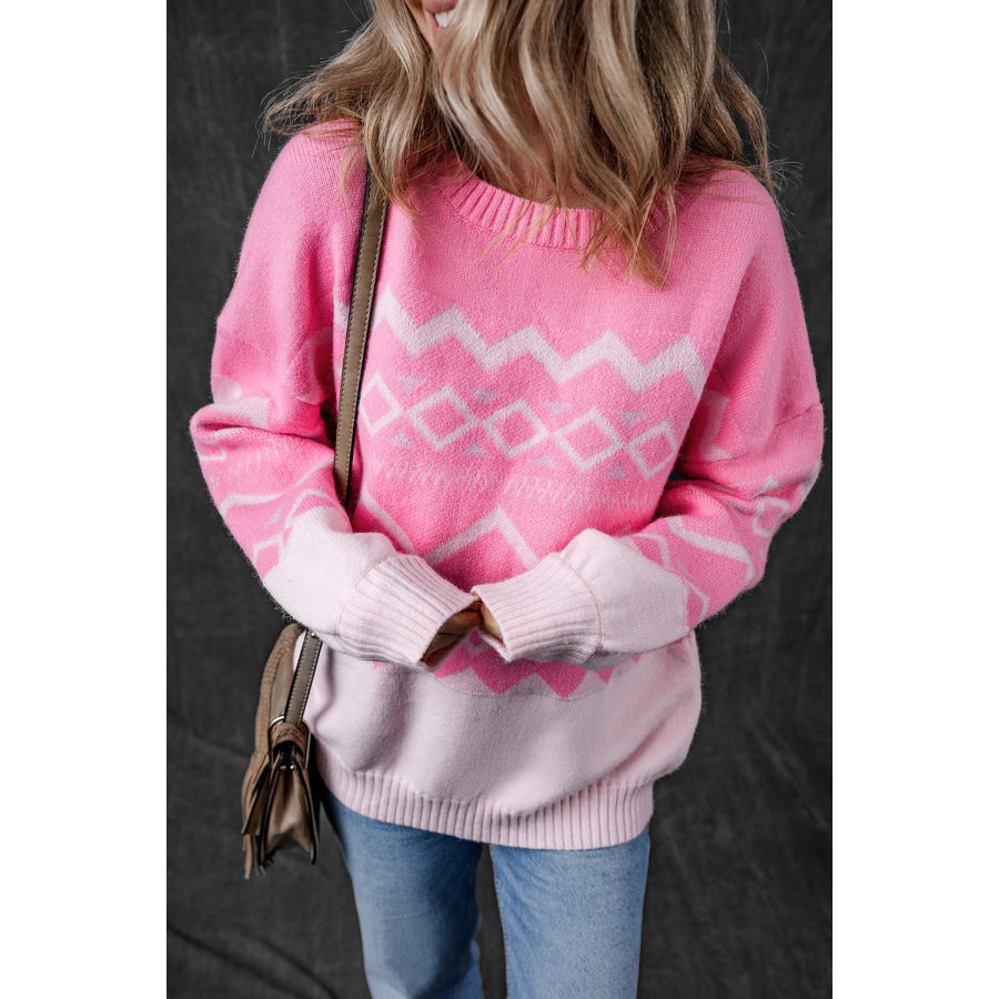 Round Neck Long Sleeve Sweater Apparel and Accessories