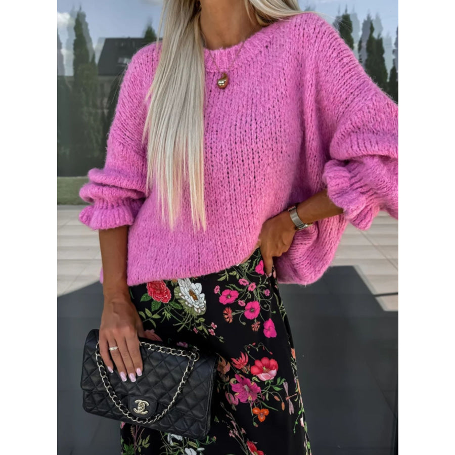 Round Neck Long Sleeve Sweater Apparel and Accessories