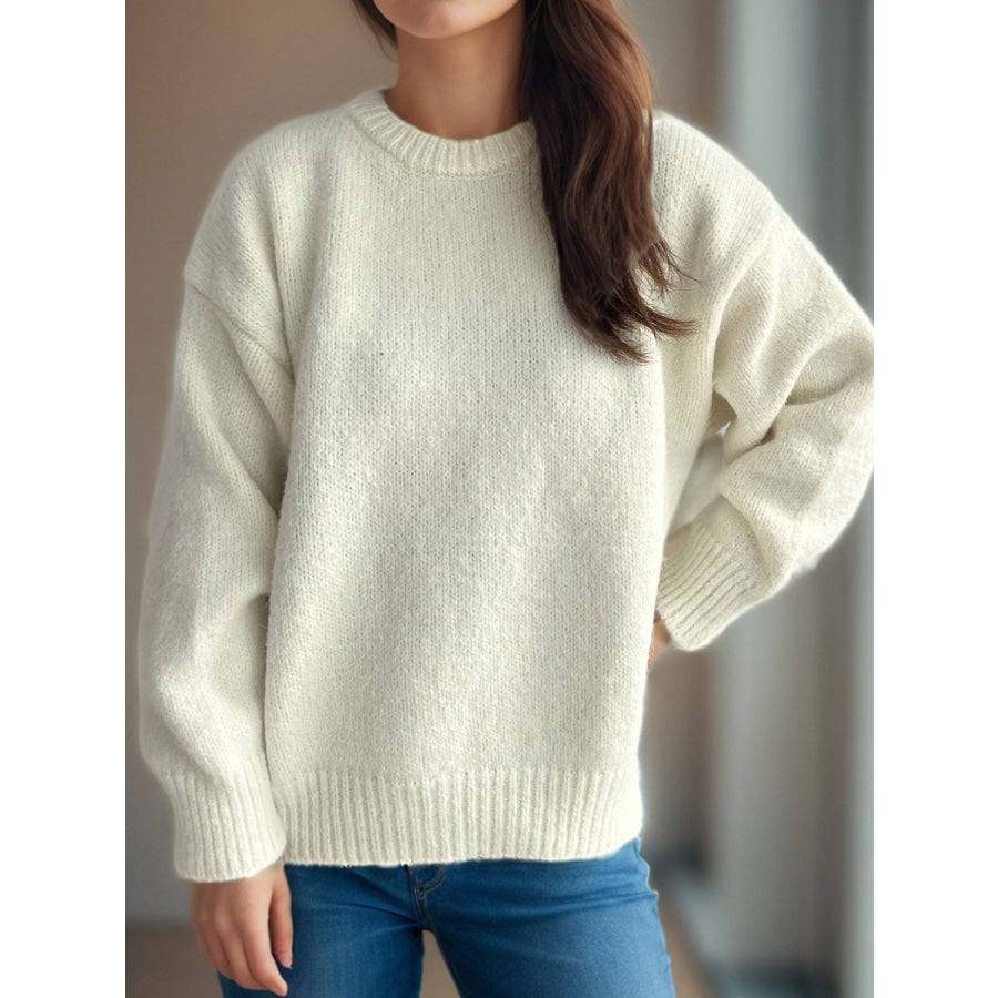 Round Neck Long Sleeve Sweater Apparel and Accessories