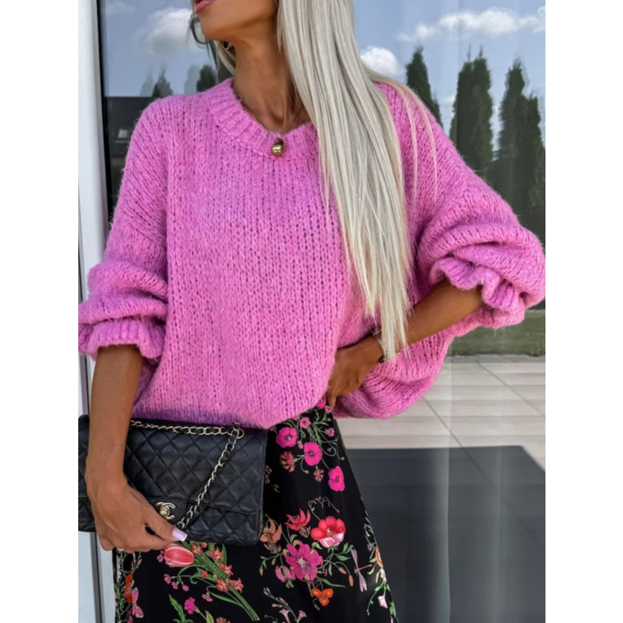 Round Neck Long Sleeve Sweater Apparel and Accessories