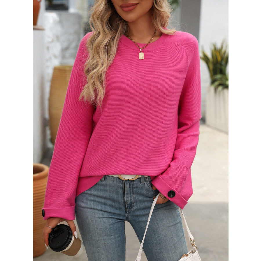 Round Neck Long Sleeve Sweater Apparel and Accessories