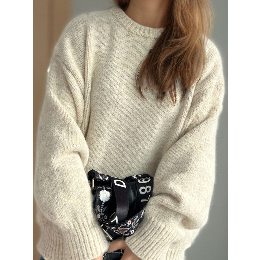 Round Neck Long Sleeve Sweater Apparel and Accessories