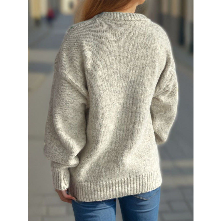 Round Neck Long Sleeve Sweater Apparel and Accessories