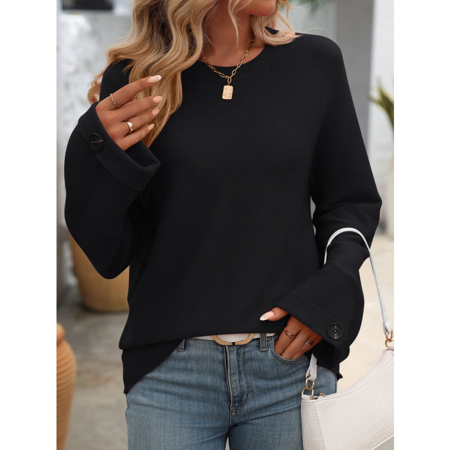 Round Neck Long Sleeve Sweater Apparel and Accessories