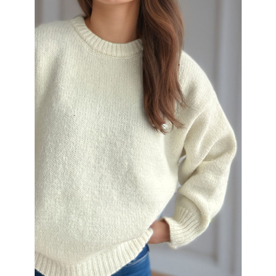 Round Neck Long Sleeve Sweater Apparel and Accessories