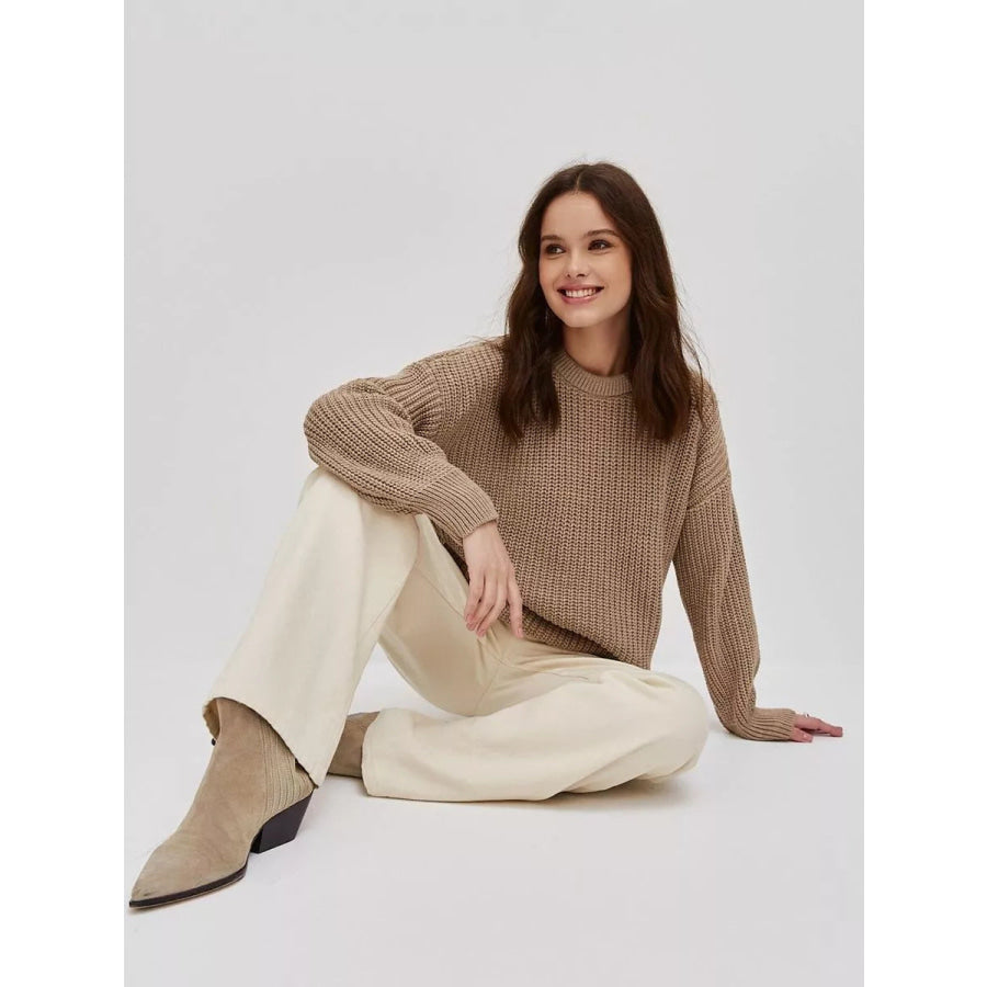 Round Neck Long Sleeve Sweater Apparel and Accessories