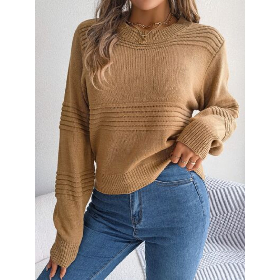 Round Neck Long Sleeve Sweater Apparel and Accessories