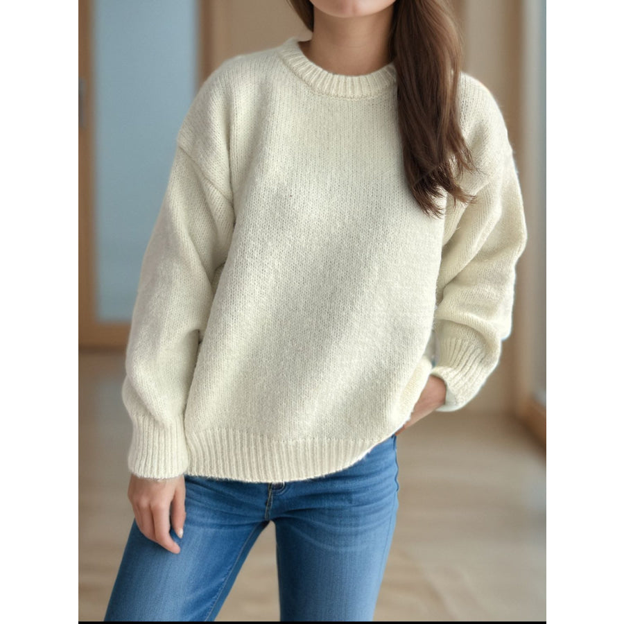 Round Neck Long Sleeve Sweater Apparel and Accessories