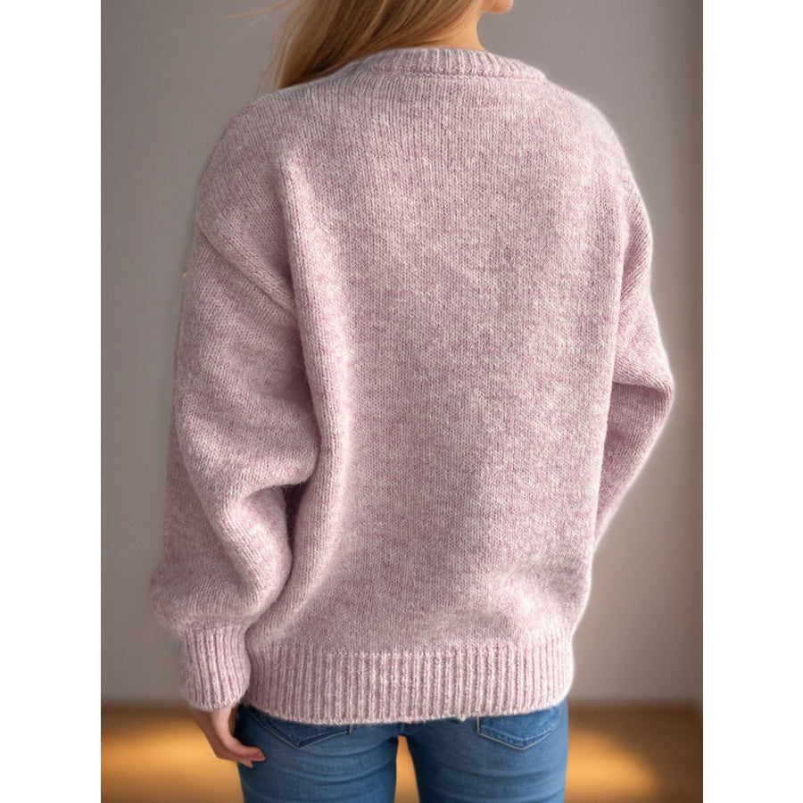 Round Neck Long Sleeve Sweater Apparel and Accessories