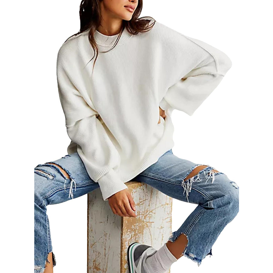 Round Neck Long Sleeve Sweater Apparel and Accessories