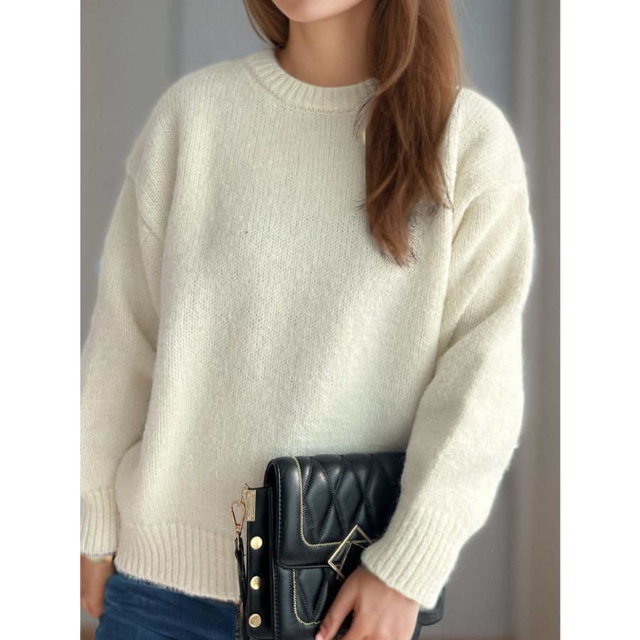 Round Neck Long Sleeve Sweater Apparel and Accessories