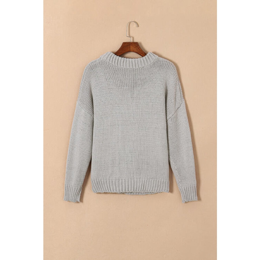 Round Neck Long Sleeve Sweater Clothing