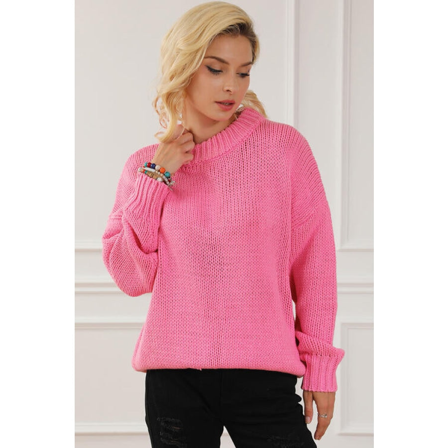 Round Neck Long Sleeve Sweater Clothing