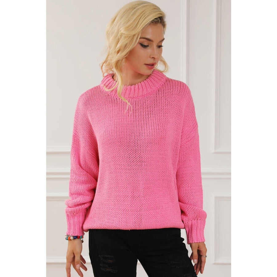 Round Neck Long Sleeve Sweater Clothing