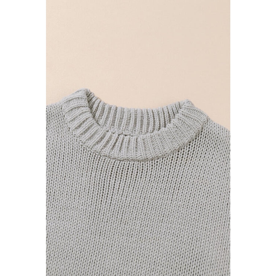 Round Neck Long Sleeve Sweater Clothing