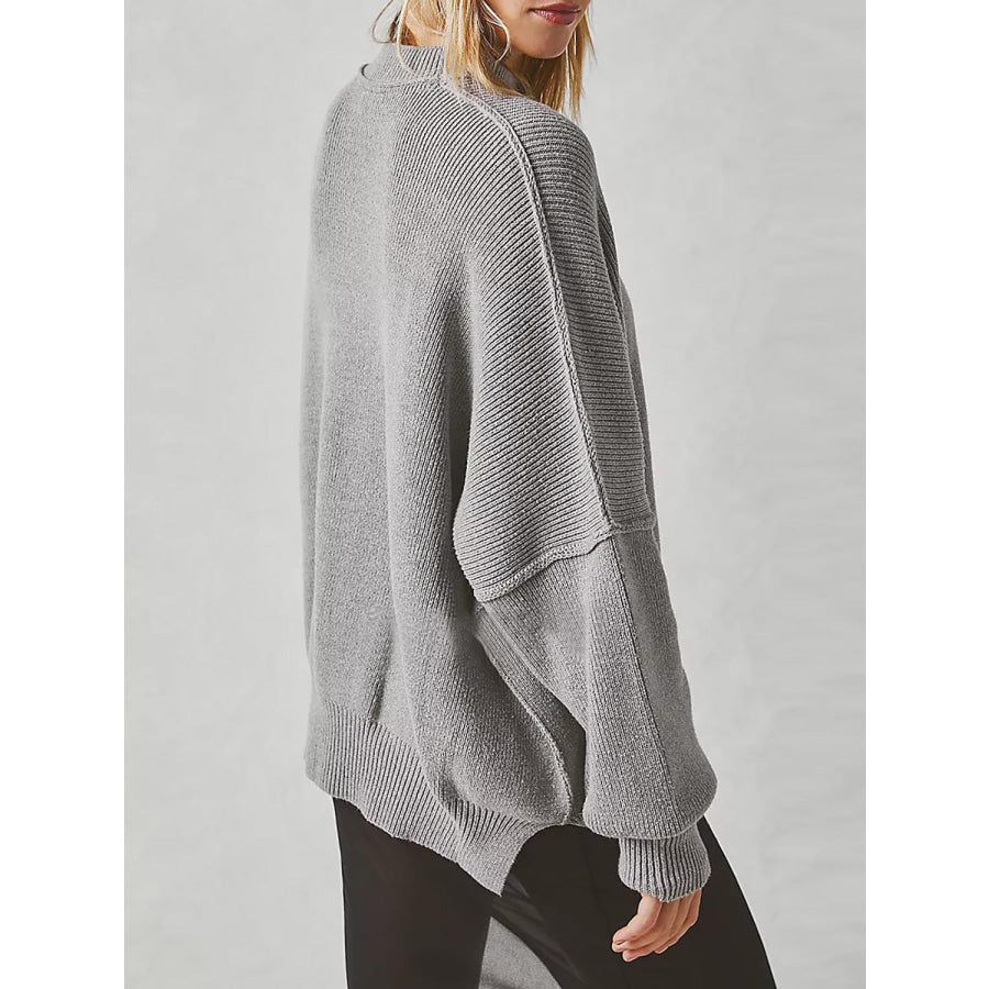 Round Neck Long Sleeve Sweater Dark Gray / S Apparel and Accessories