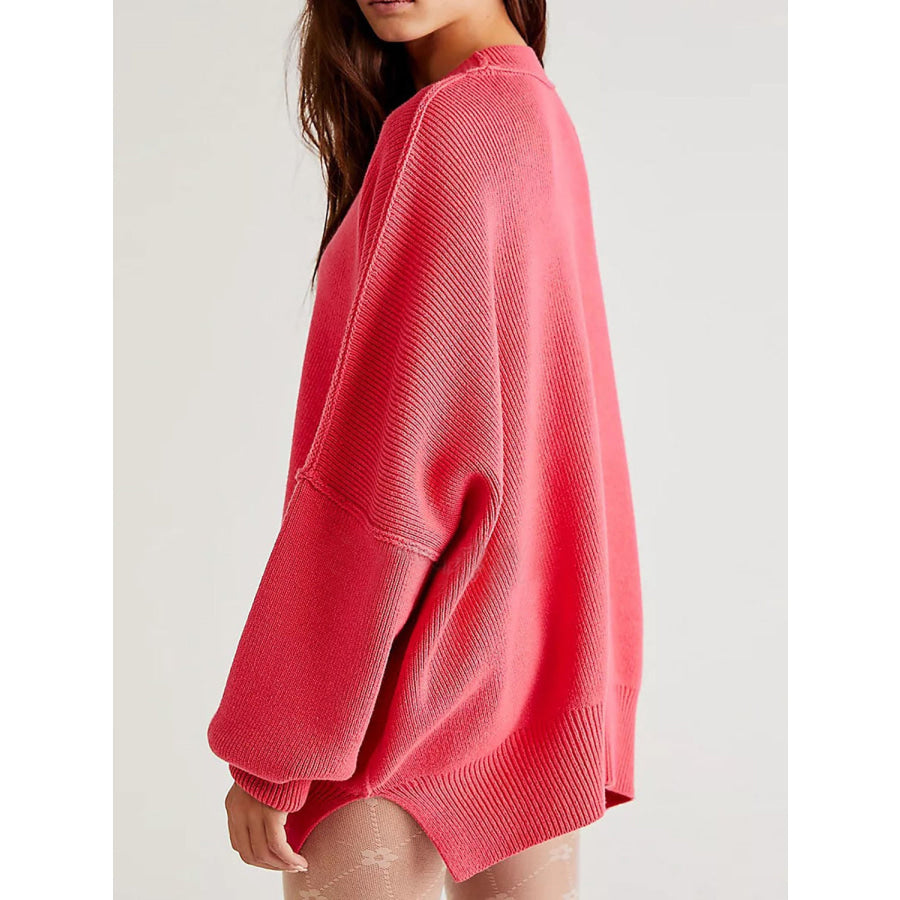 Round Neck Long Sleeve Sweater Strawberry / S Apparel and Accessories