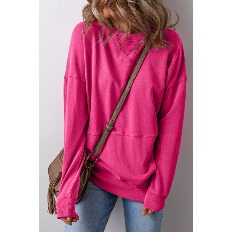 Round Neck Long Sleeve Sweatshirt Apparel and Accessories