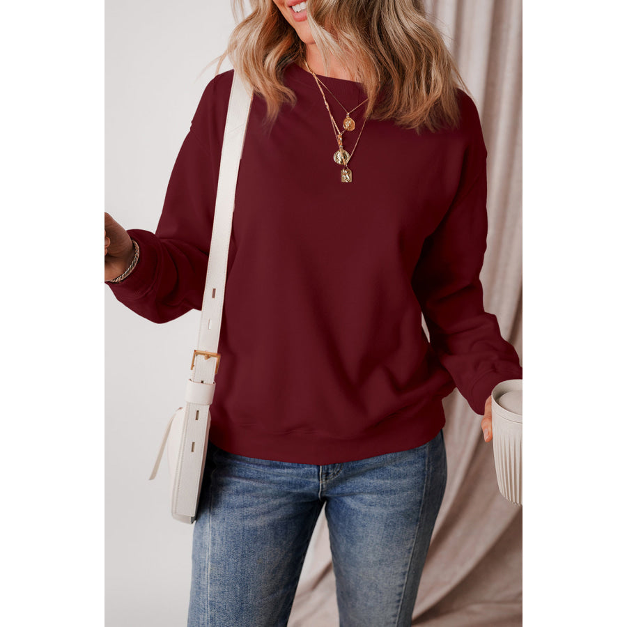 Round Neck Long Sleeve Sweatshirt Apparel and Accessories