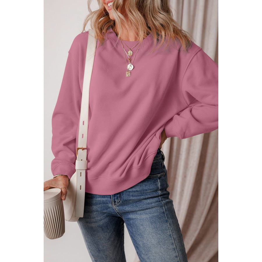 Round Neck Long Sleeve Sweatshirt Apparel and Accessories