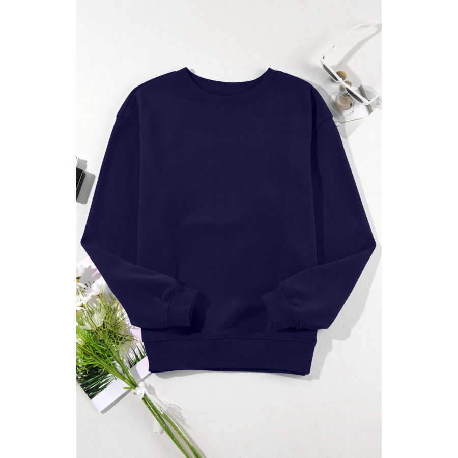 Round Neck Long Sleeve Sweatshirt Apparel and Accessories