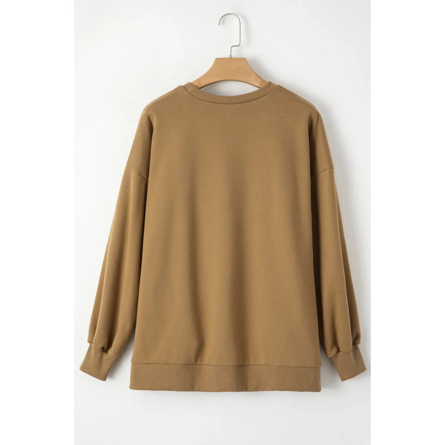 Round Neck Long Sleeve Sweatshirt Apparel and Accessories